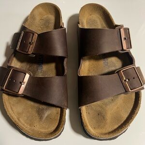 Birkenstock Arizona Brown Leather Women's 39 soft footbed sz 8
